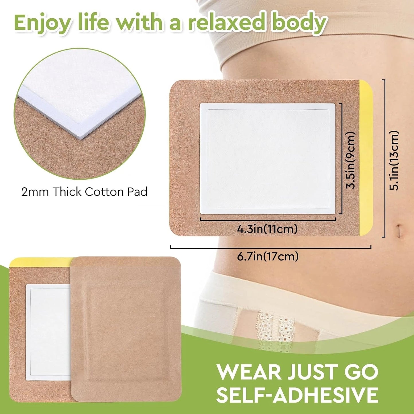 19pcs Castor Oil Cotton Patches, Disposable, Self-Adhesive, Anti Leakage
