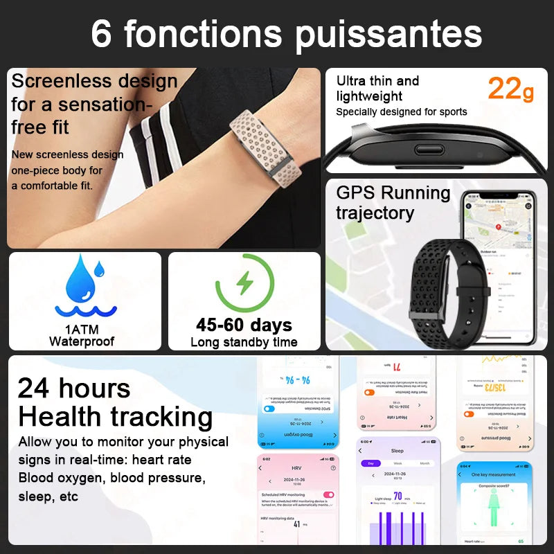 No Screen Smart Watch, Men's Sports. Outdoors Fitness Heart Rate Monitor. Waterproof, Android IOS