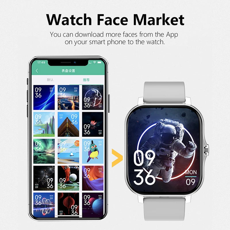 Sports Smart Watch, Fitness, Clock, Health Monitor, Waterproof, Wireless Call, Men/Women, IOS