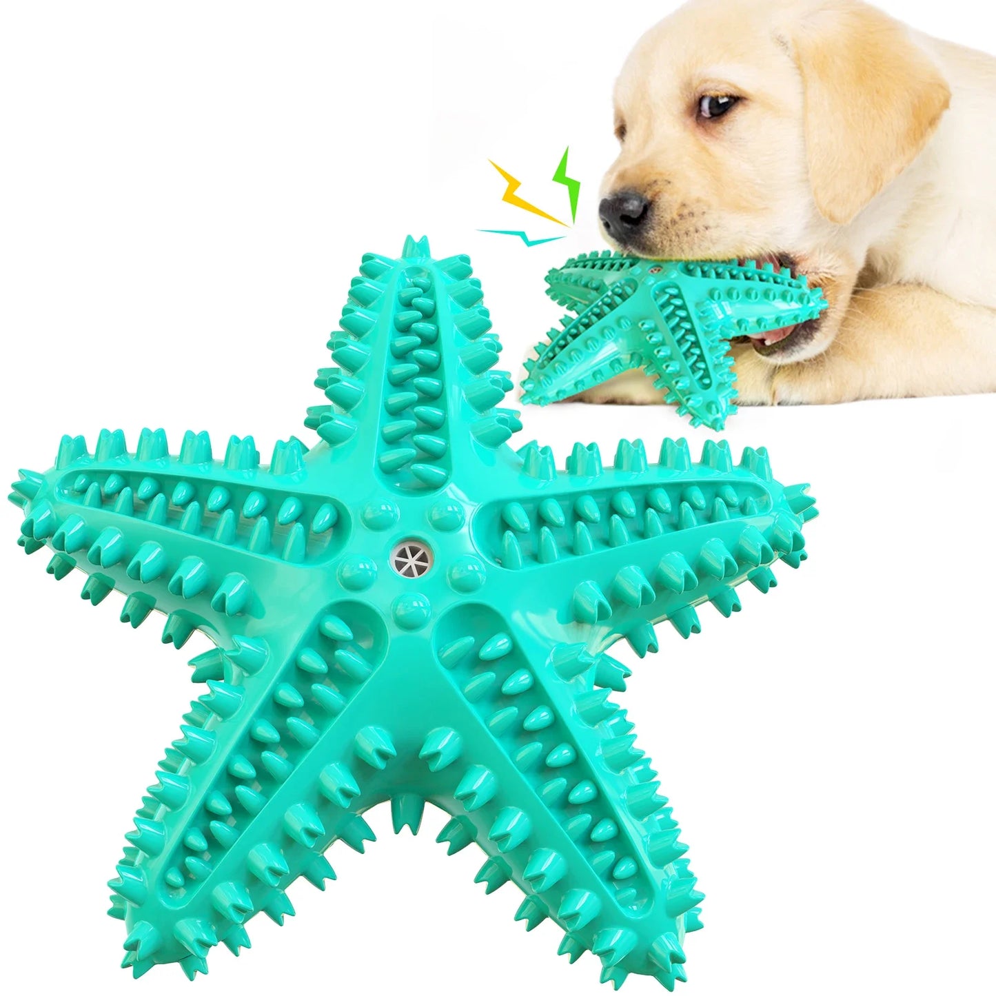 Starfish Squeaky Chew Toys, Small-Large Dog, Indestructible Rubber, Teeth Cleaning