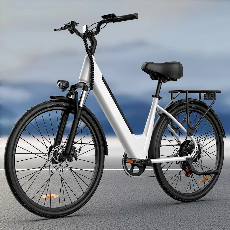 Peak 750W E26 Electric Bike, 26x2" Commuter Tires, 48V 10.4Ah Removable Battery, 20MPH Speed, 7-Speeds, LCD Display