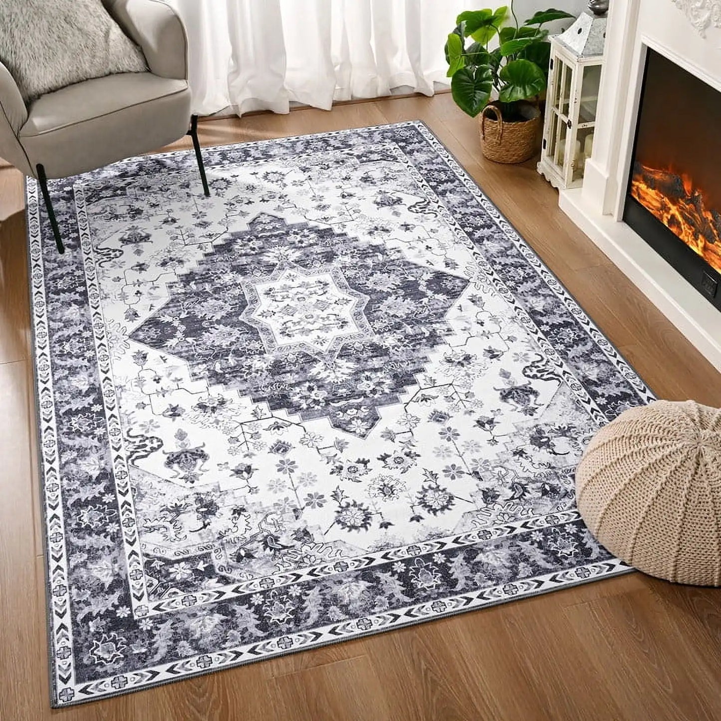 Soft Boho Rug for Living Room, Bedroom, Persian Area Vintage Rugs