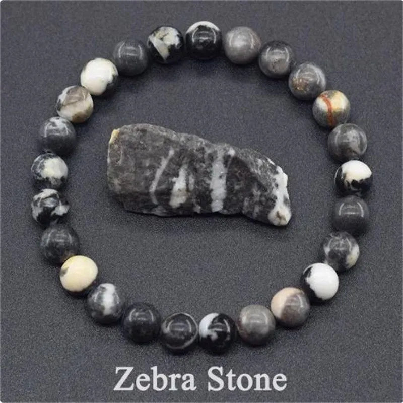 Natural Stone Beads, Bracelet For Women/Men, Amethysts Crystal Quartz, Agate Tiger Eye, Elastic Bangles