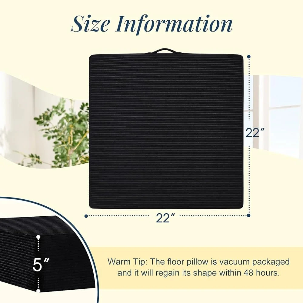 Large Meditation Floor Pillows, Ultra Thick Foam, Washable Velvet Cover, Portable