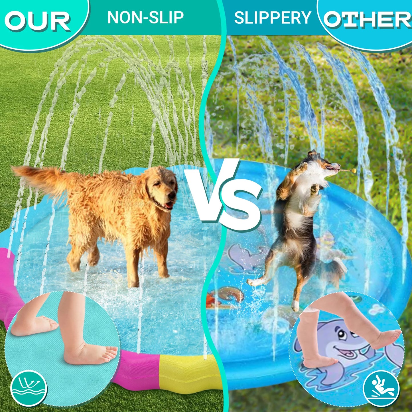 Non-Slip Sprinkler Pool for Pets