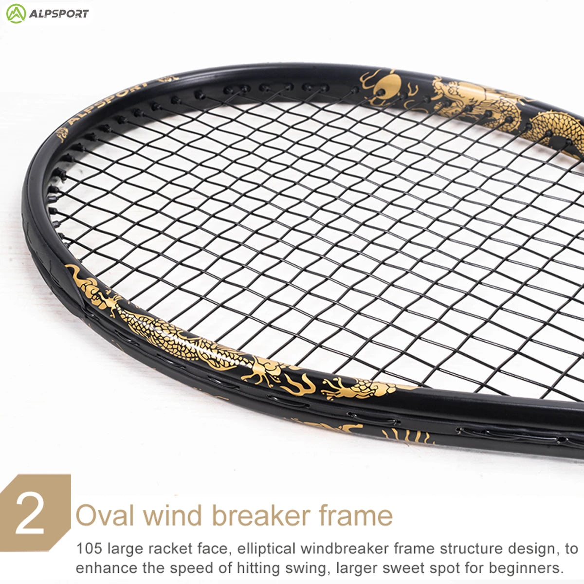 ALPSPORT JL T800 Carbon Fiber Tennis Racket,18K, Bag & Adjustable Strap (Men & Women)