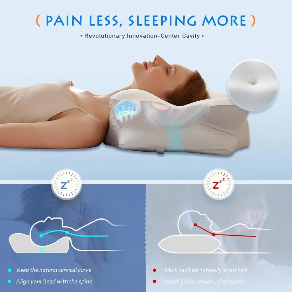 Cooling Gel Pillows, Neck/Shoulder, Cervical, Cozy Sleeping, Odorless Ergonomic Contour Memory Foam