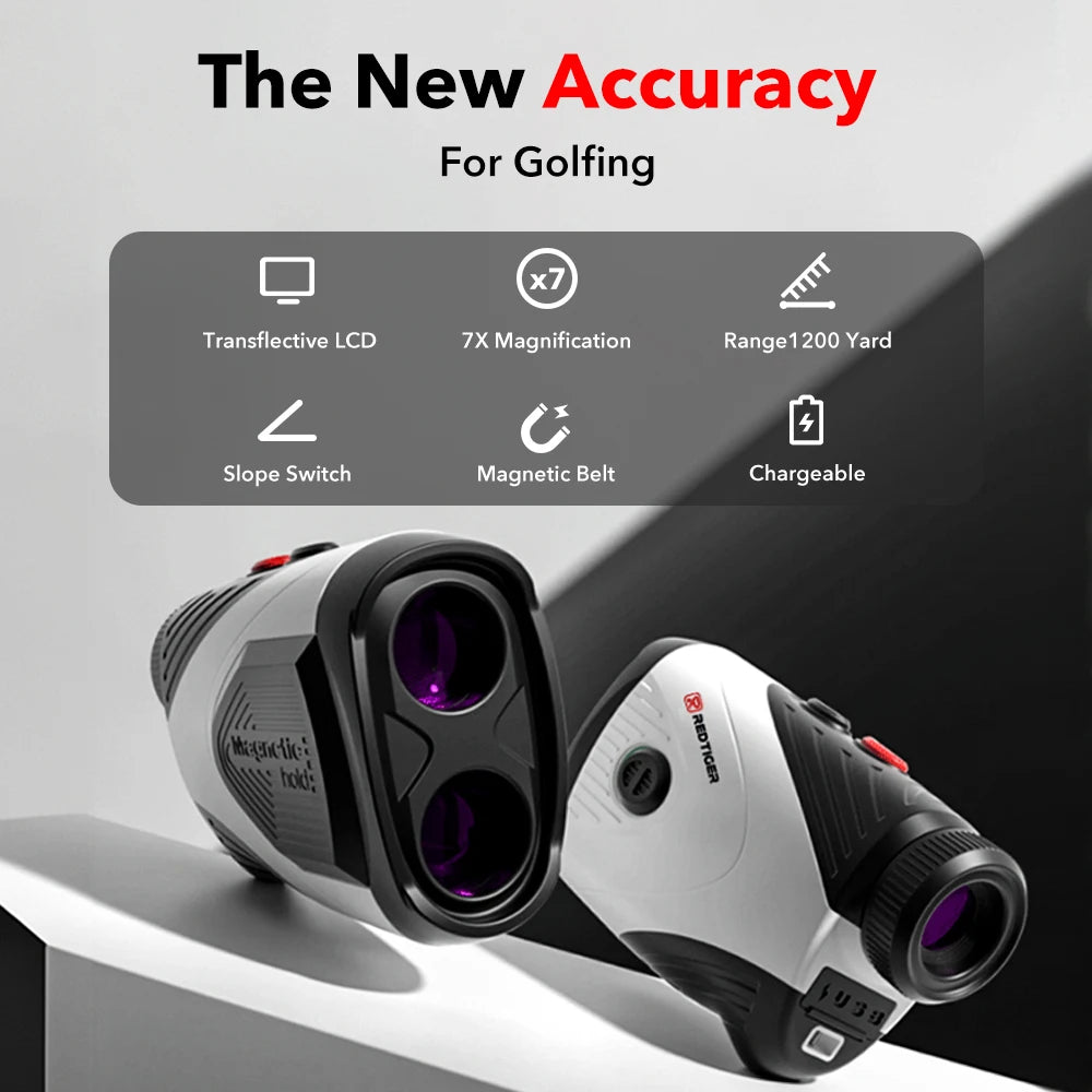 REDTIGER Golf Range Finder With Slope, 1000M, 1200 Yards, 7X Magnification, Rechargeable