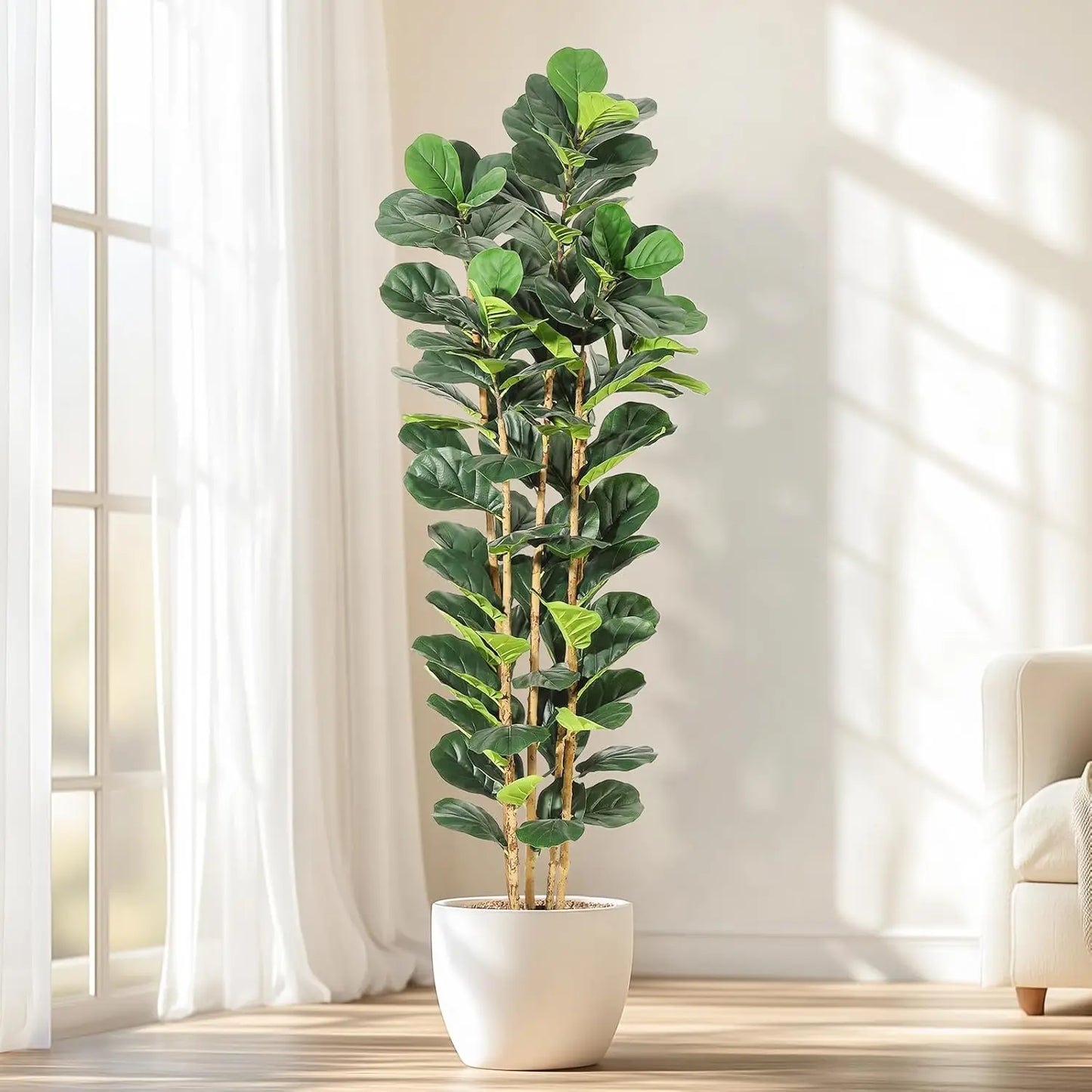 Artificial Fiddle Leaf Fig Tree, Pot Included