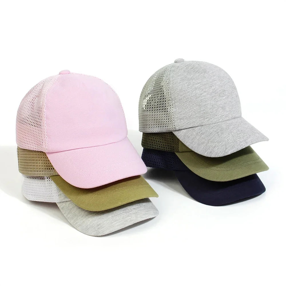 Kids, Solid Color, Curved Brim, Baseball Hat, Breathable