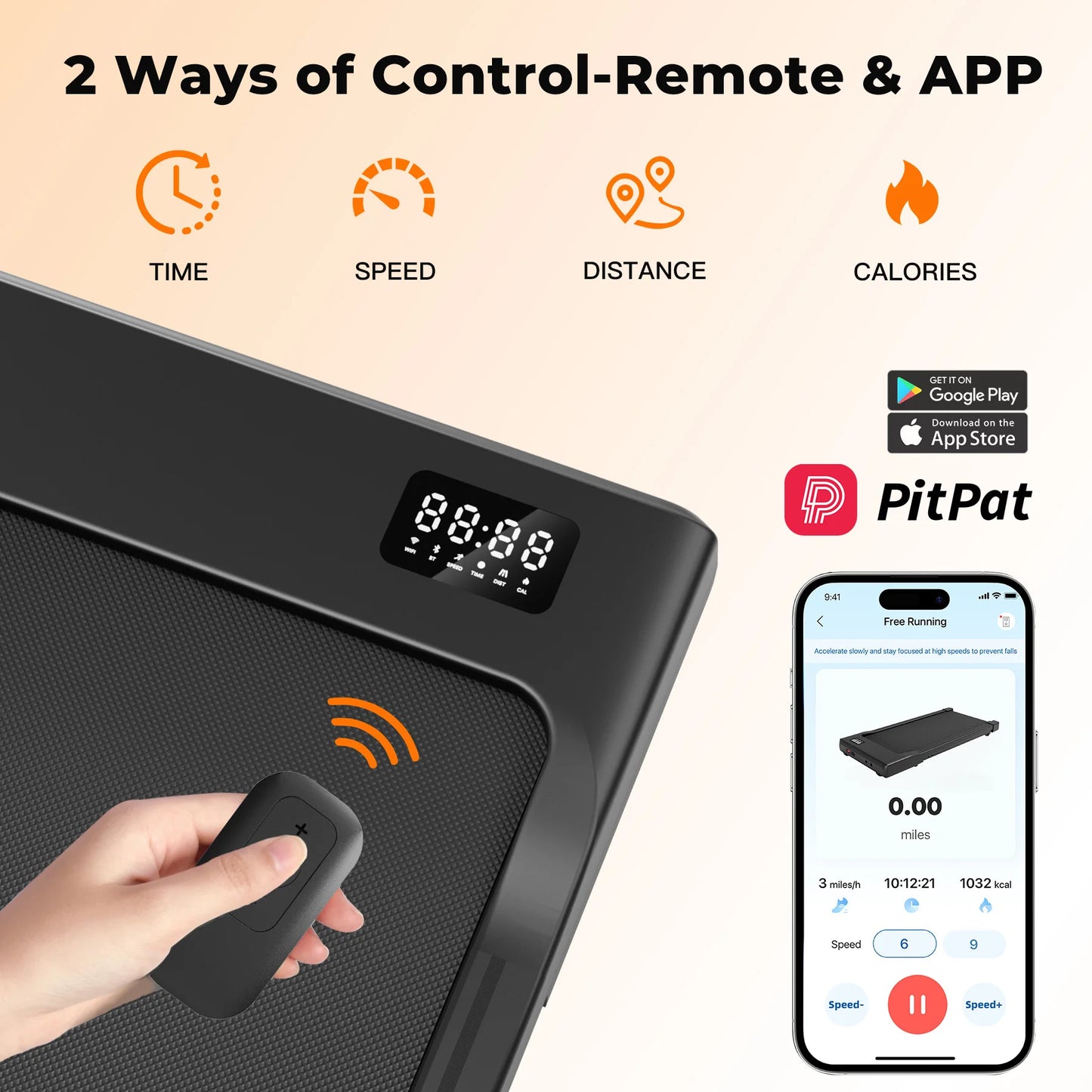 Walking Pad, Under Desk, Treadmill, Portable, Remote Control LED Display