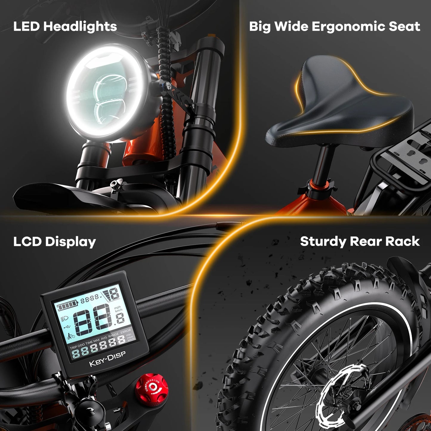 1000W (Peak 2000W) Folding Electric Bike for Adults, 35MPH, 48V 25Ah Removable Battery, 20" x 4.0 Fat Tire
