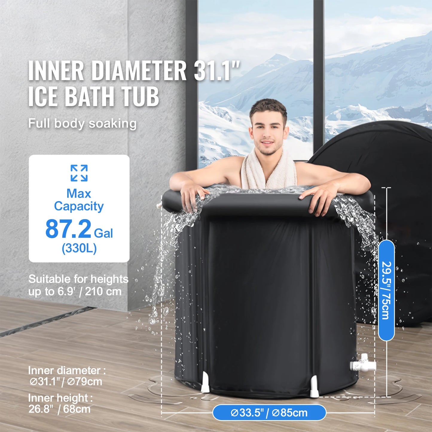 Ice Bath Tub, Cold Water Therapy, Inflatable, Folding