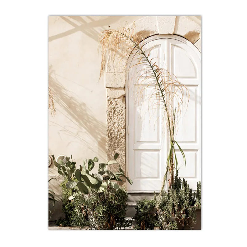 Spanish Italy Puglia Architecture Posters, Canvas Painting, Green Leaves, Indoor Plants, Wall Art Print Pictures