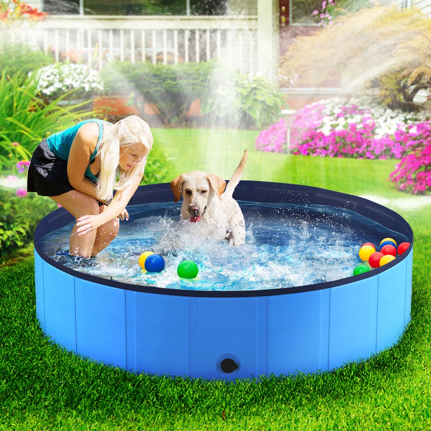 Portable Pet Pool, Foldable, Plastic, Anti-Slip