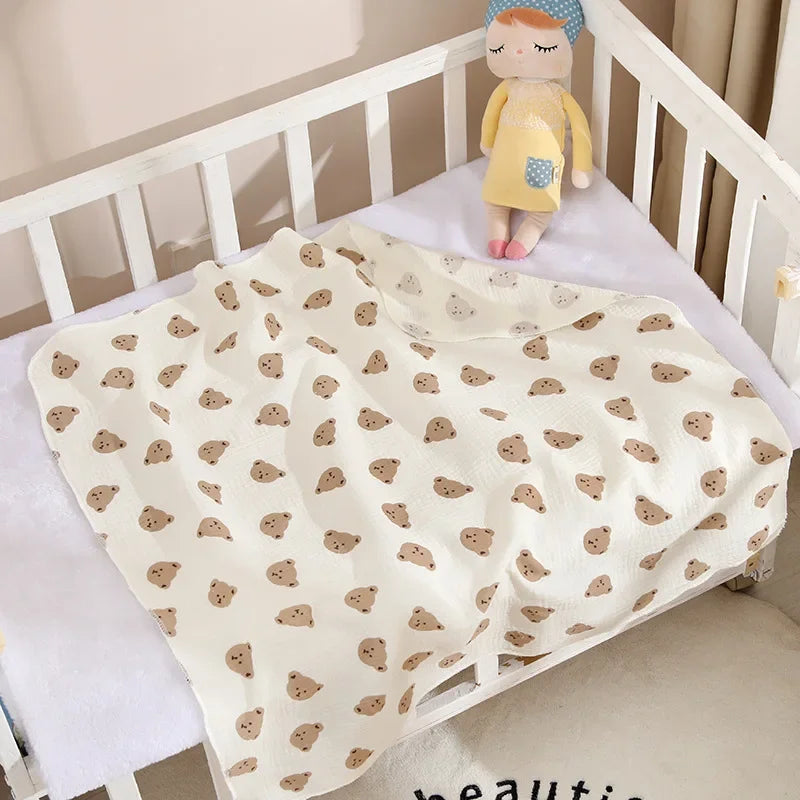 Double Layer Muslin Baby Swaddle Blanket, Soft, Cotton, Stroller Cover, Bedding 80*80cm