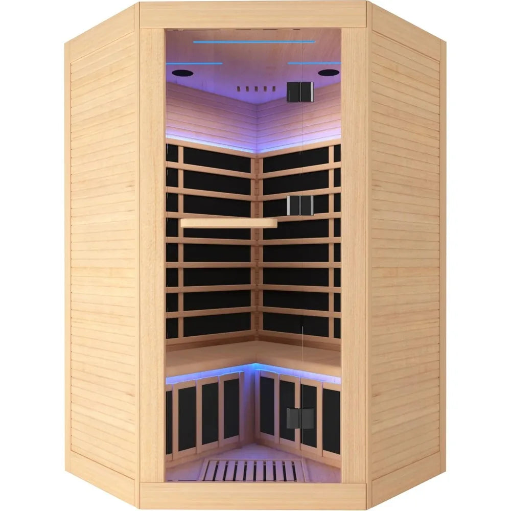 Infrared 2-3 Person Home Sauna, 2180W Phototherapy Lamp, Canadian Fir, Indoor, Oxygen Bar