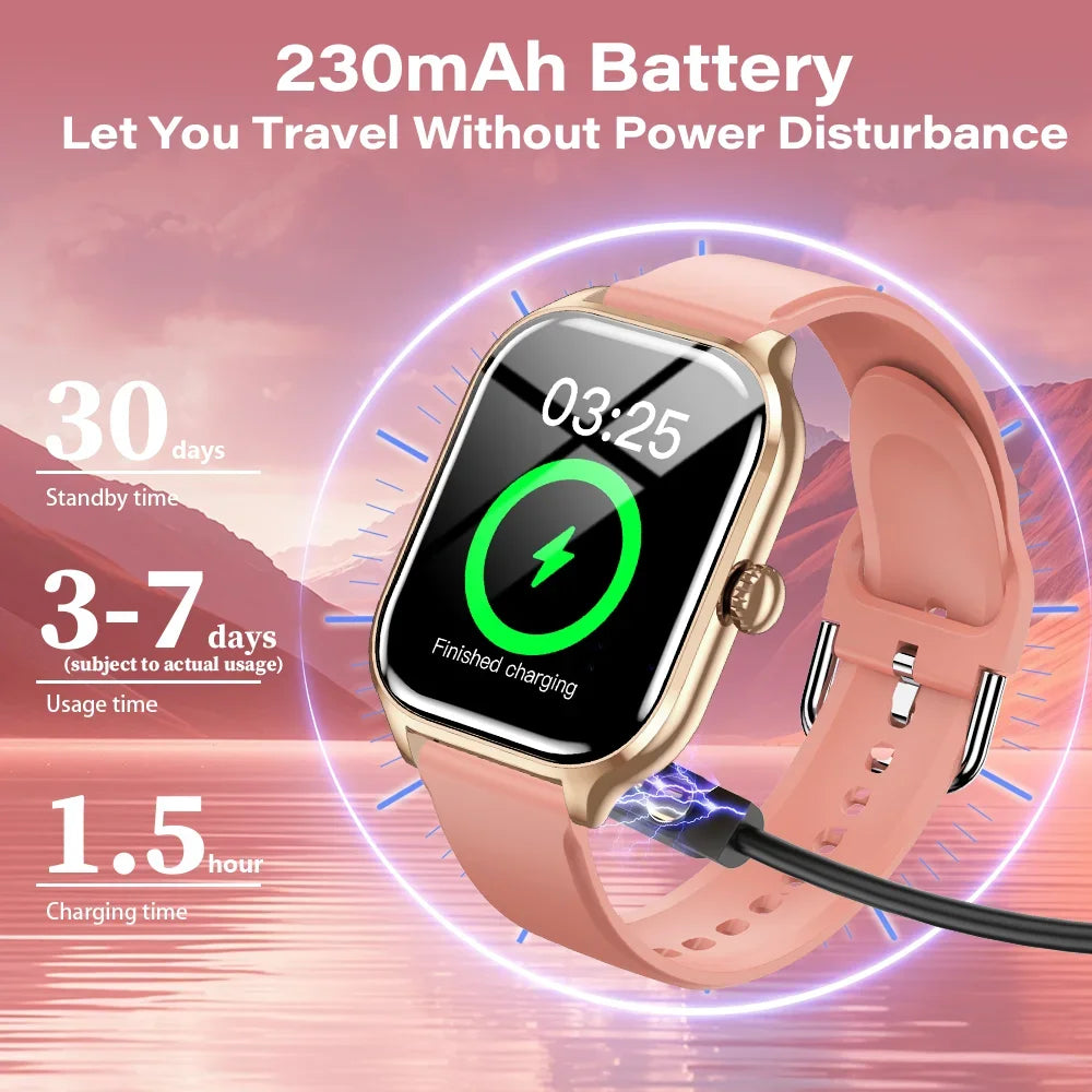Smart Watch Men/Women Heart Rate Monitor, Sports Fitness, Waterproof, Voice Call for Android IOS