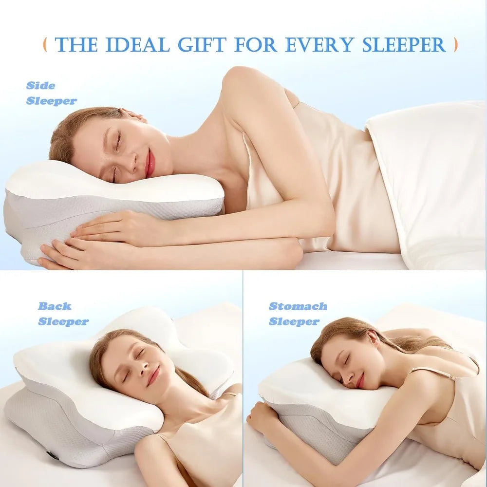 Cooling Gel Pillows, Neck/Shoulder, Cervical, Cozy Sleeping, Odorless Ergonomic Contour Memory Foam