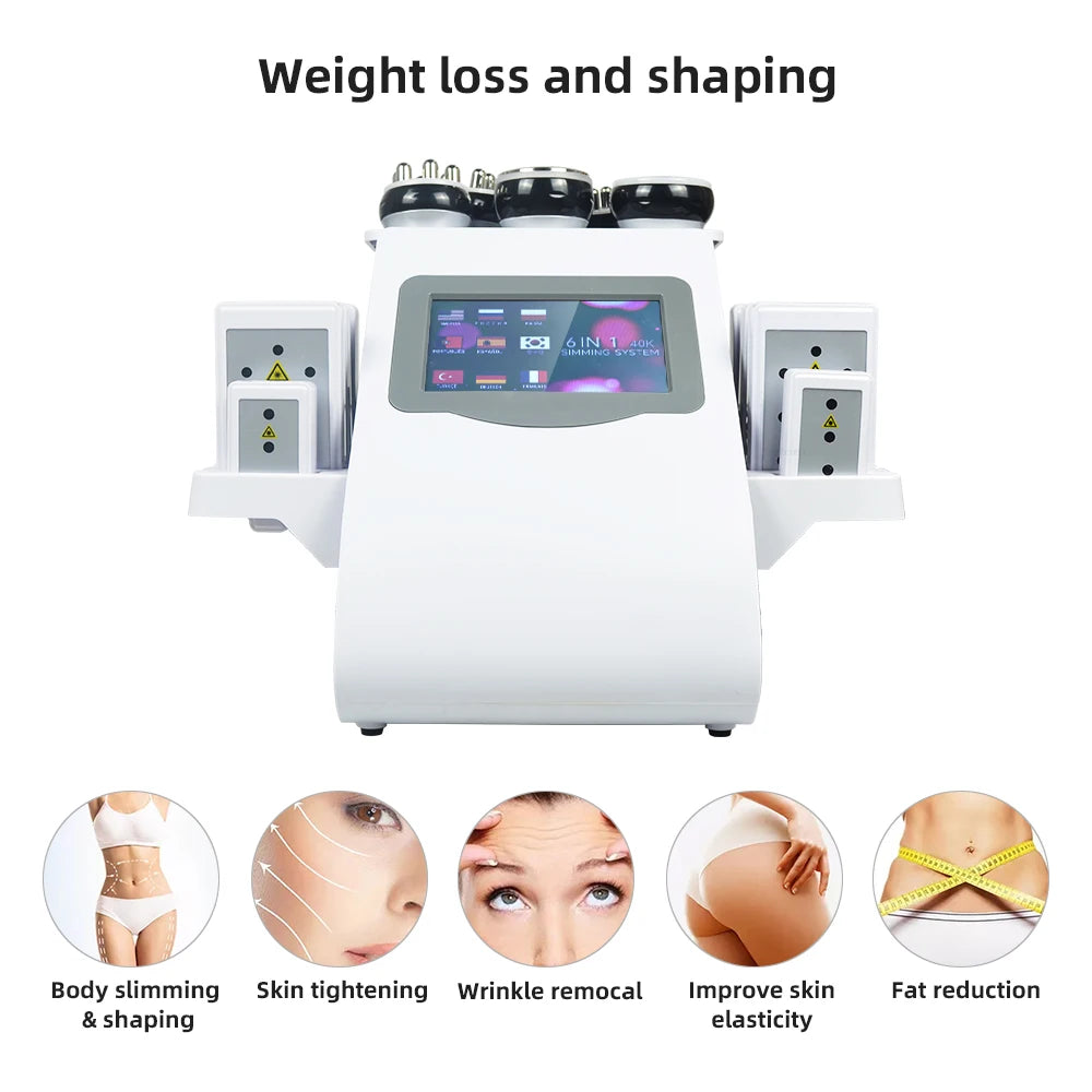 6-In-1 Ultrasonic Cavitation Machine, Weight Loss, Skin Lift/Tightening, Body Slimming/Shaping