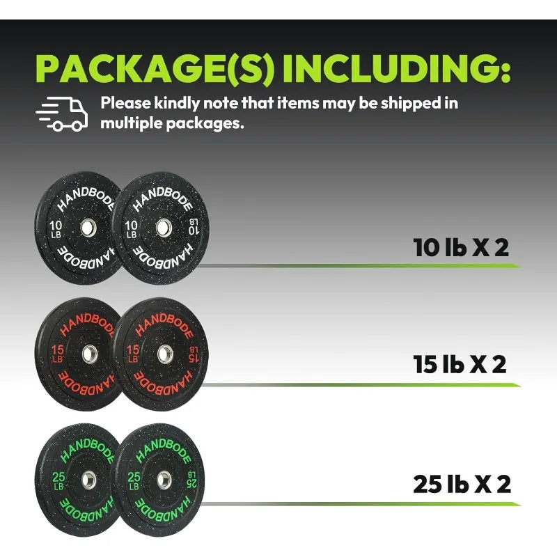 2-Inch Bumper Plates High Bounce, Weight Plate Set 45/100/160/190/260/300lb