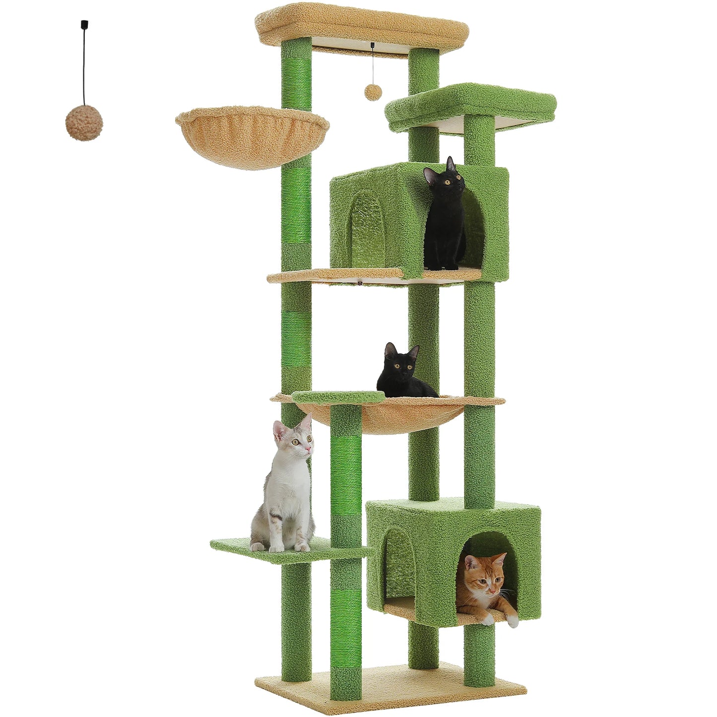 Tall Cat Tower for Indoor Cats, Multi-Level Plush Condo with Scratching Posts, Perches, Caves