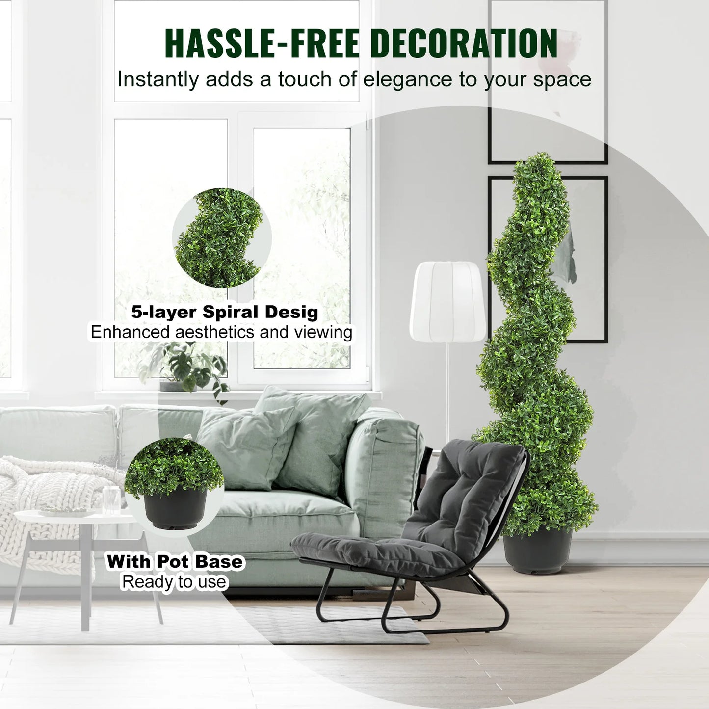 Artificial Boxwood Tower Topiary, Spiral Or Round Plant