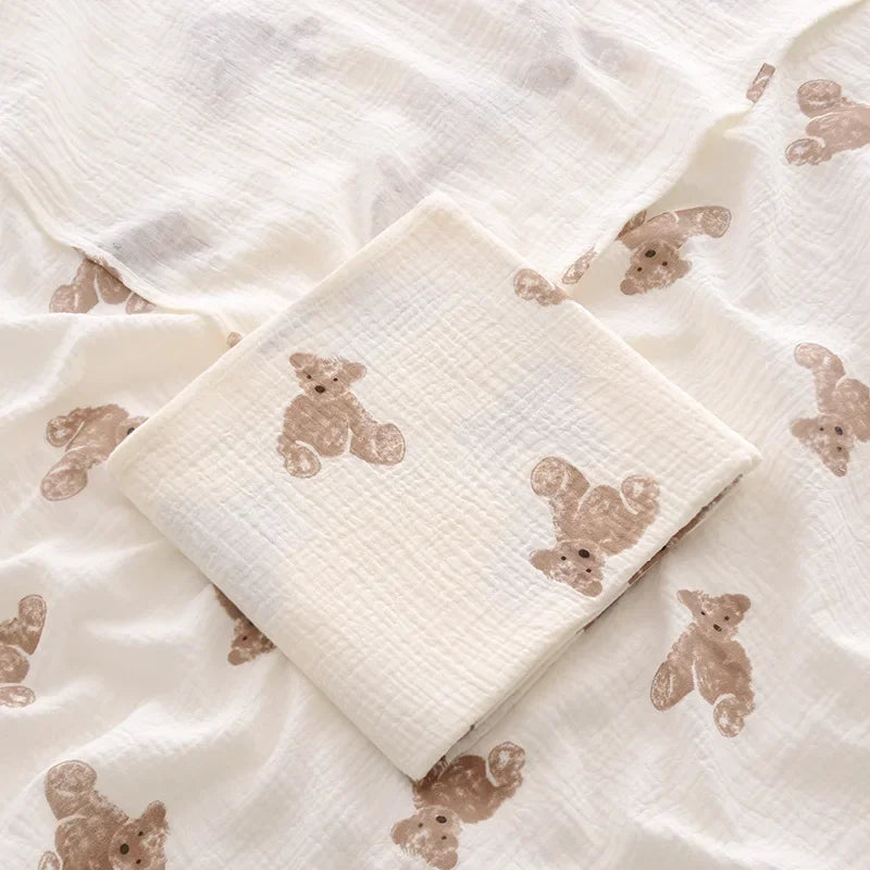 Newborn Baby Cotton Receiving Blanket, Summer Bedding, Throw Blanket