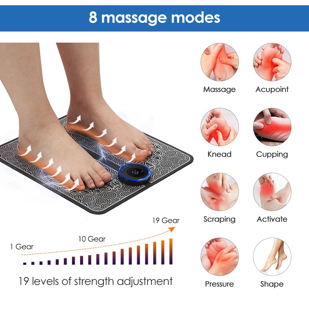 Rechargeable Electric Foot Massager Pad, Electro stimulator