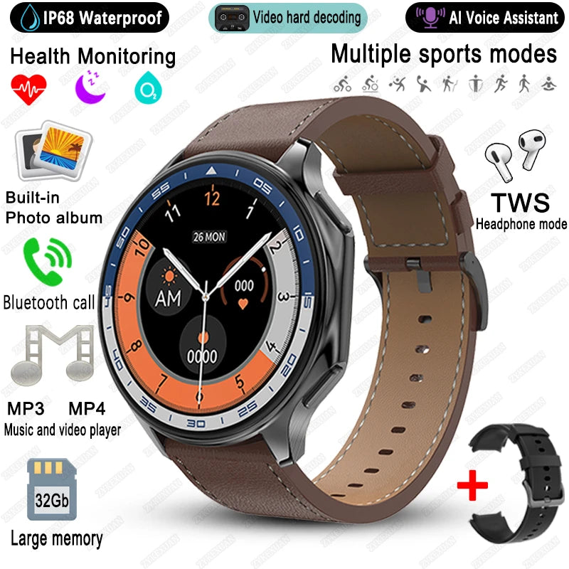 High-End Business Smart Watch, Men ,32Gb Memory, Video Playback, Sports Fitness, Waterproof
