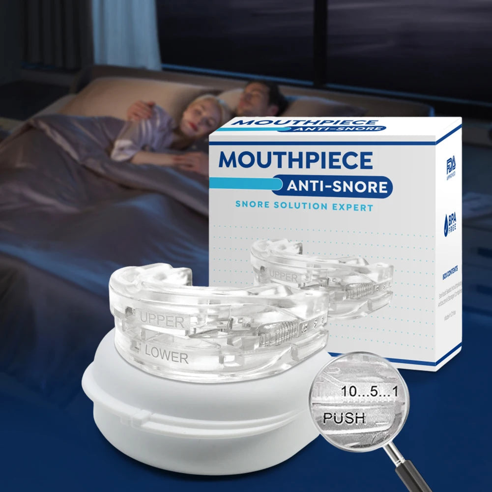 Portable Anti Snore Mouth Guard, Storage Box, Teeth Grinding Splint, Better Sleep Quality
