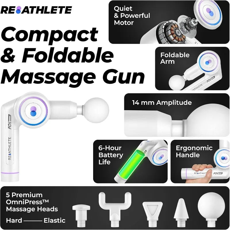 Massage Gun, Foldable Professional Percussion Massager, Portable, Wireless