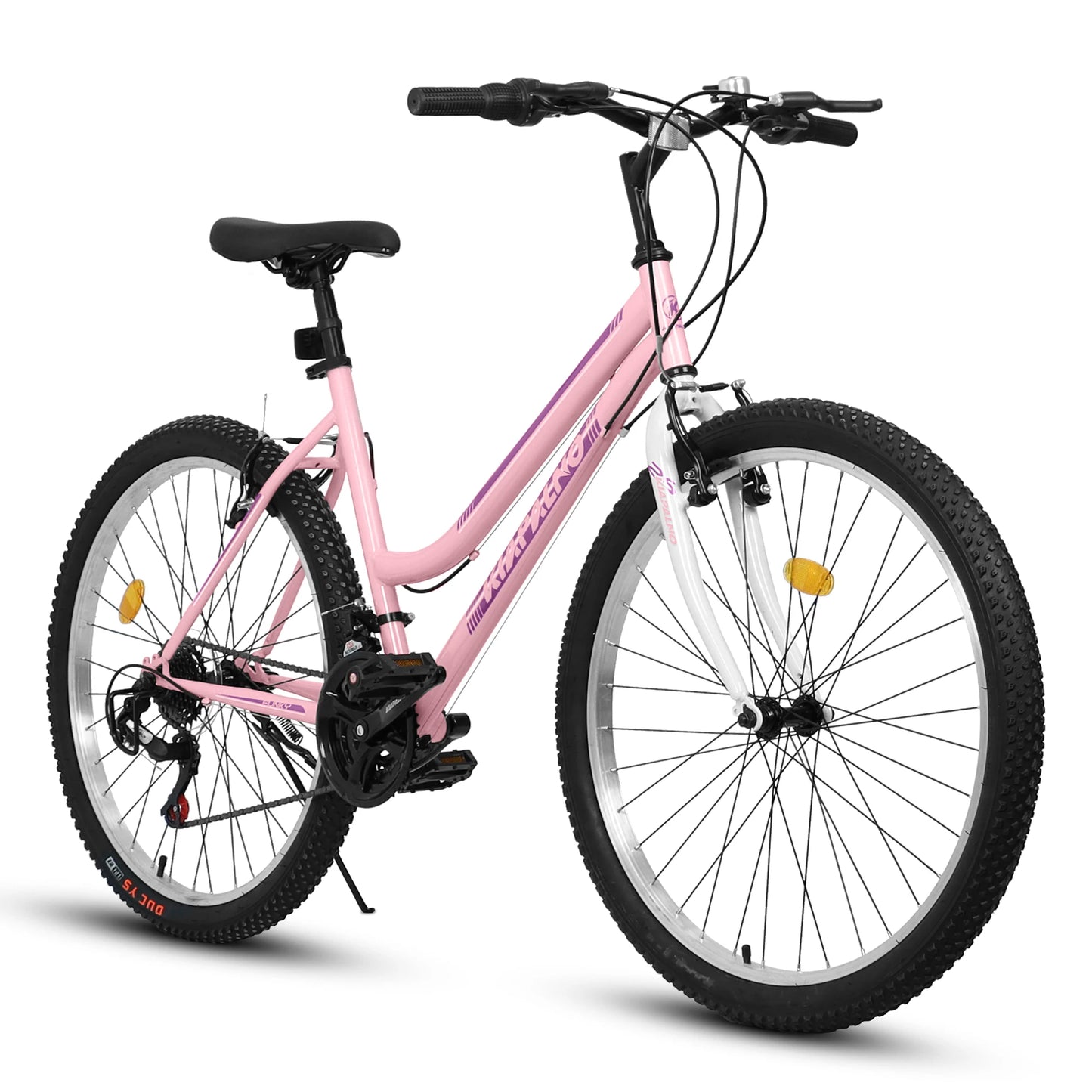 Girls 26 Inch Mountain Bike, 21 Speed, V-Brake, High Carbon Steel Frame