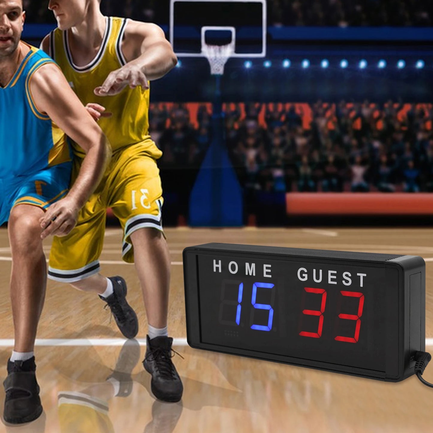 4-Digit, LED Electronic Score Keeper, Remote, Badminton/Volleyball/Baseball/Table Tennis