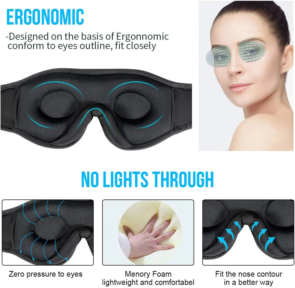 3D Eye Mask, Music Play Sleeping Headphones, Built-in HD Speaker, Bluetooth