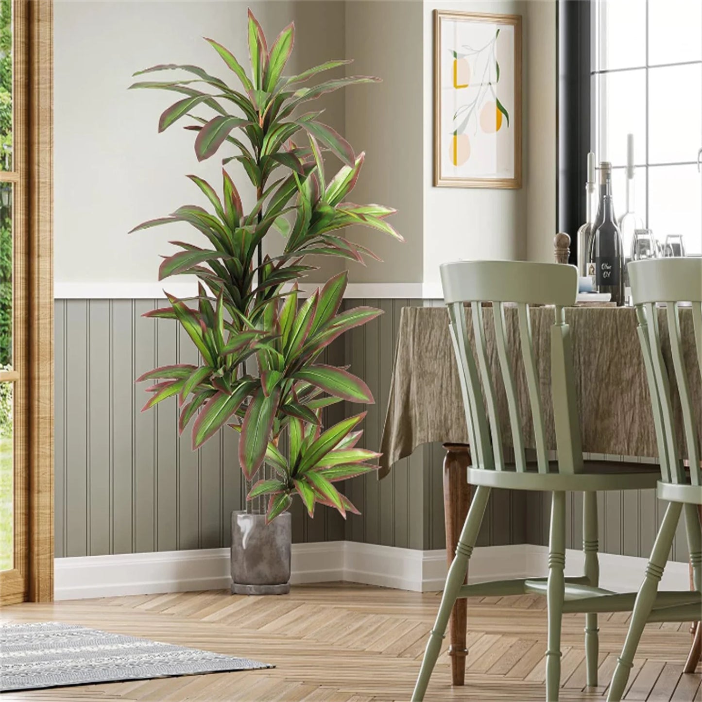 Artificial Dracaena Plant Indoor, Fake Tree In Pot, Adjustable Branches And Leaves