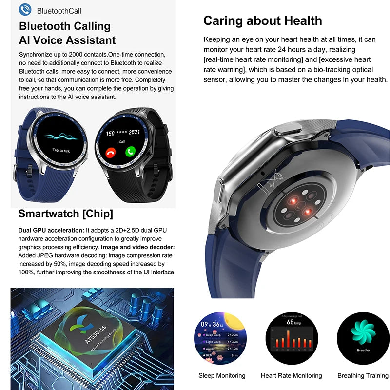 High-End Business Smart Watch, Men ,32Gb Memory, Video Playback, Sports Fitness, Waterproof