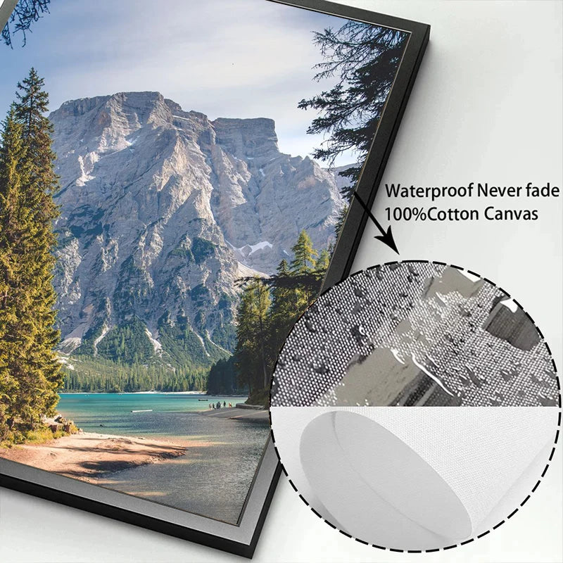 Beautiful Dark Green Forest, Foggy Mountain Landscape, Nature Scenery Poster, Canvas Painting Wall Art Pictures