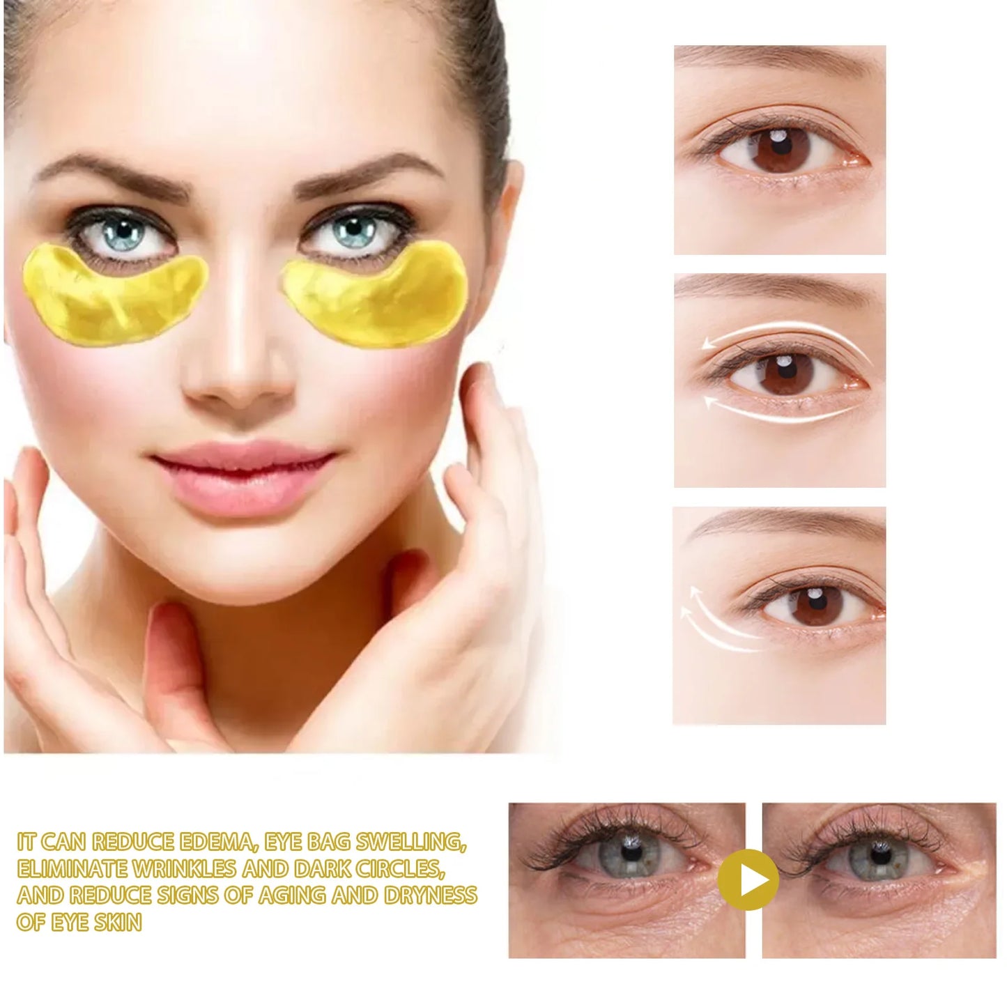 Eye Hydrogel Patches, Hydrating Under Eye Mask For Dark Circles, Puffiness, Firming Collagen Therapy, 60pcs