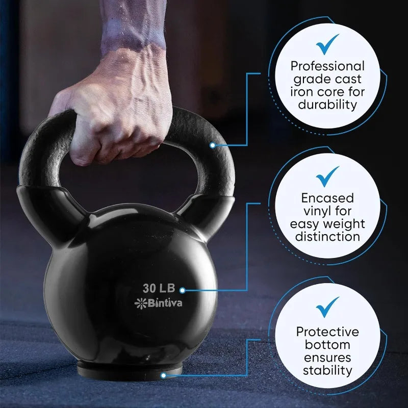Cast Iron Kettlebell Sets, Professional Grade - Strength Training for Home Workout