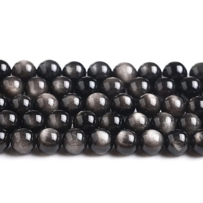 Natural Stone, Golden Black Obsidian Bead, Shinny Round Loose Gemstone, Jewelry Making
