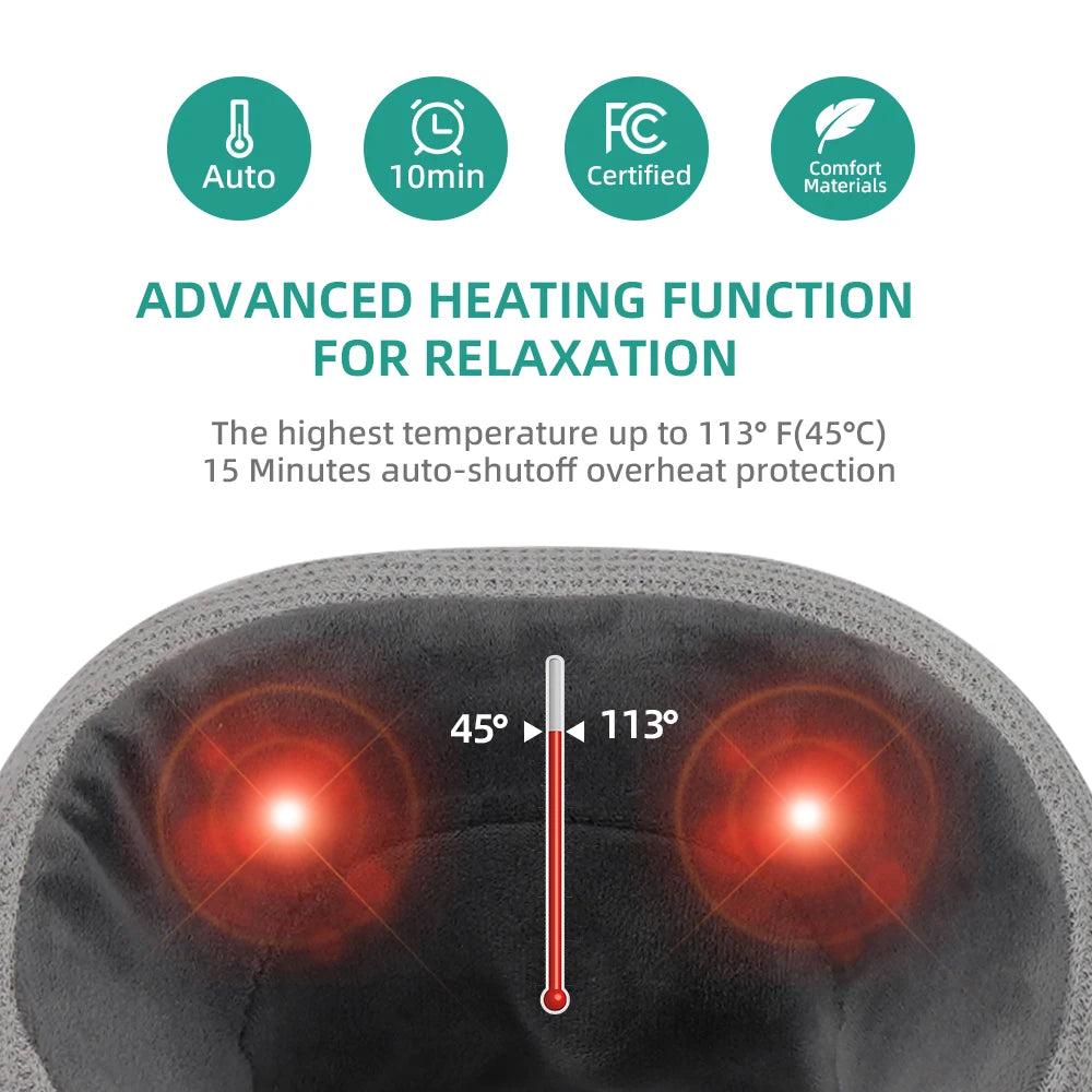 U-Shaped Neck Massager, Kneading, Hot Compress, Vibration, Relieve Neck Fatigue