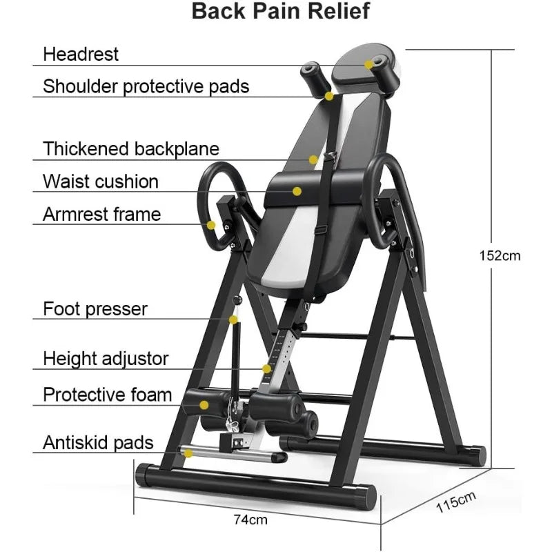 Heavy Duty Gravity Inversion Table, 300 lbs Capacity, Adjustable, Protective Belt