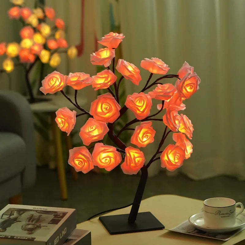 LED Rose Tree Lamp, USB Powered Flower Night Light, Atmosphere Lighting