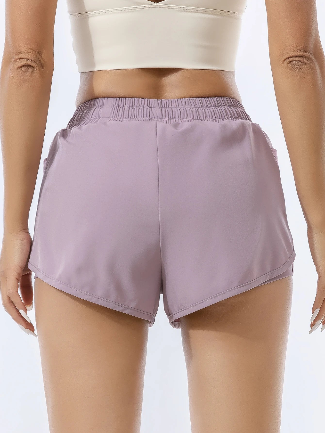Women's Double Layered Quick-Dry Athletic Shorts, Anti-lighting Loose Fit