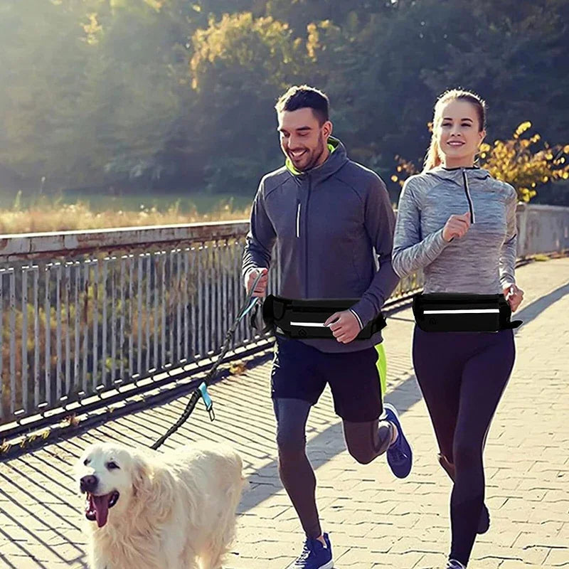 Hands Free Dog Leash for Running/Walking, Reflective Leash with Waist Bag, Retractable Elastic Belt