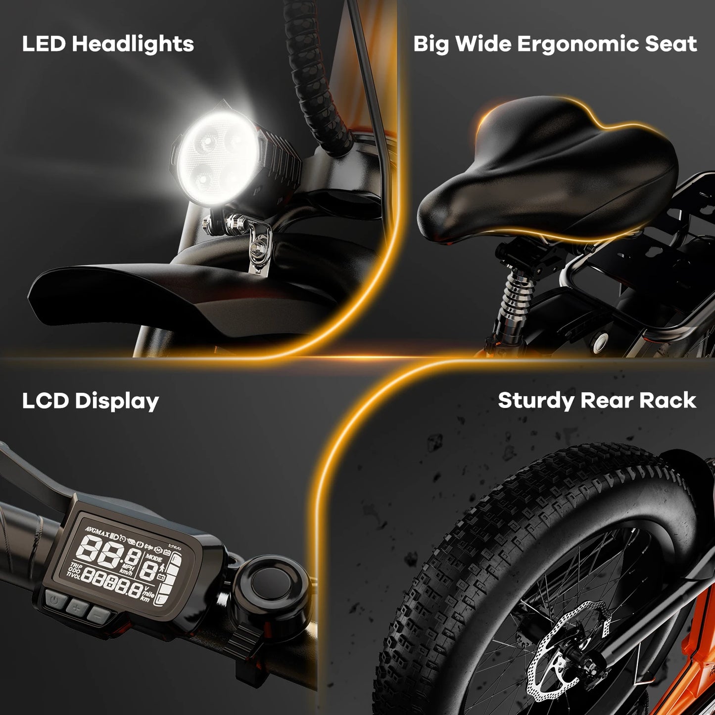 1000W Folding Electric Bike, 48V 20AH Large Removable Battery, 30+MPH, 80 Miles Max Range, 20" Fat Tire