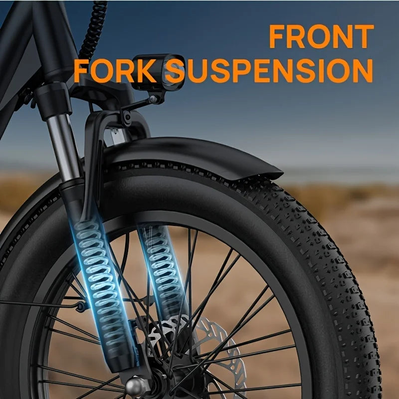 Electric Bike, 48V 13Ah Removable Battery, 20MPH, 20''X3" Fat Tire, 7-Speed, Dual Disc Brake