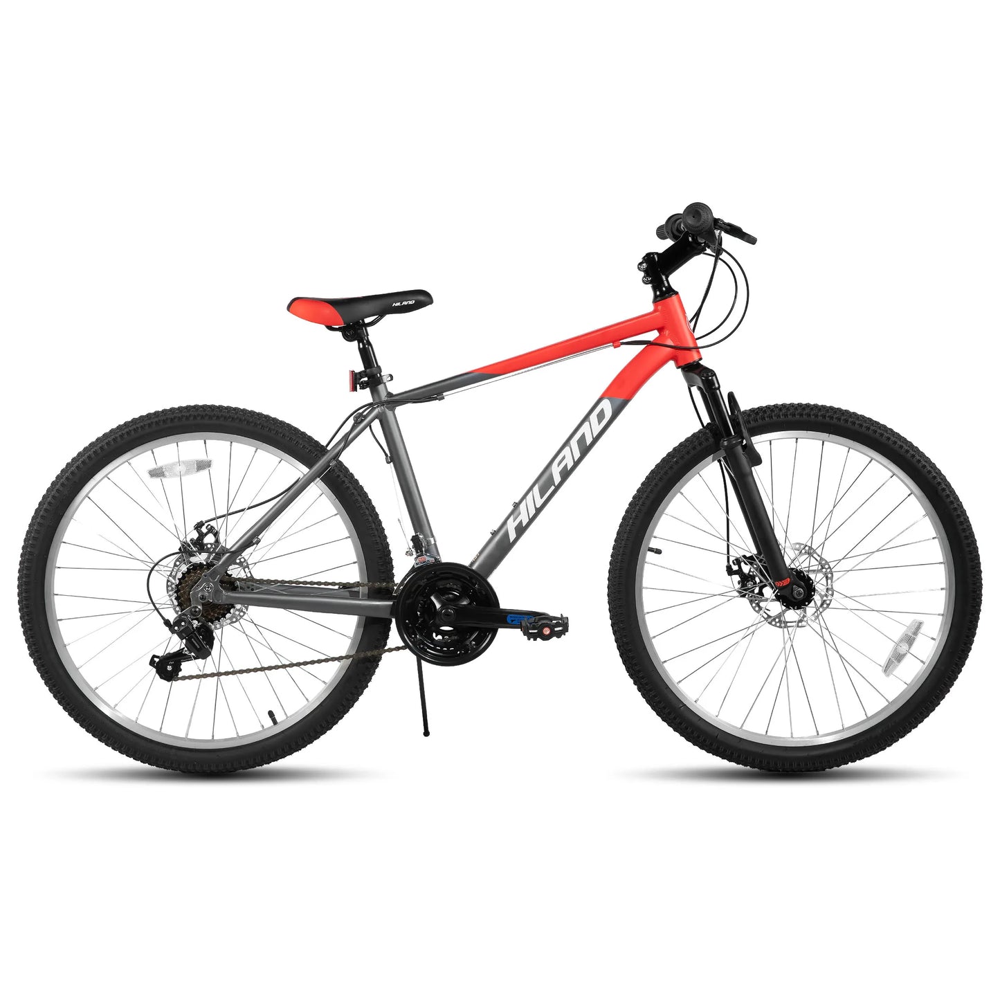 HILAND 26, 27.5 Inch Aluminum Alloy Mountain Bike, 18 Speeds, Front/Rear Disc Brakes, Suspension Fork