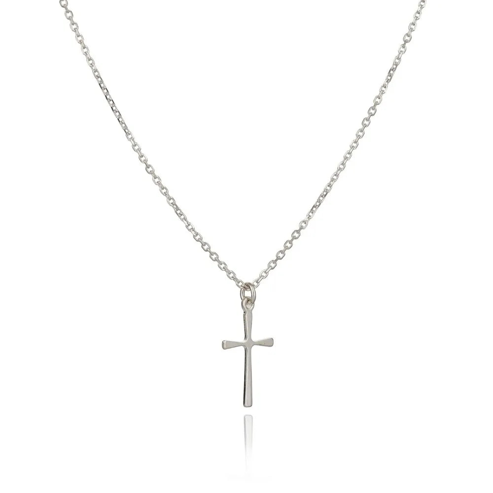 Annika Bella Small Cross Necklace, 925 Sterling Silver Faith Jewelry